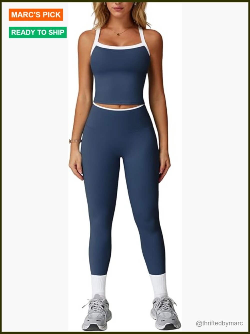 Criss Cross Back Crop Tank High Waist Tummy Control Leggings Workout Set